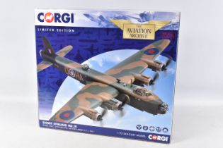 A BOXED LIMITED EDITION CORGI AVIATION ARCHIVE SHORT STIRLING MkIII MODEL MILITARY AIRCRAFT, EF452