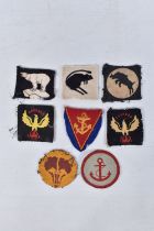 A SELECTION OF WWII CLOTH INSIGNIA COLLECTED BY V.A.D NURSE JESS WINIFRED CAREY, in France and the