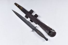 A THIRD PATTERN FAIRBAIRN SYKES COMMANDO FIGHTING KNIFE, this comes with its scabbard, the blade