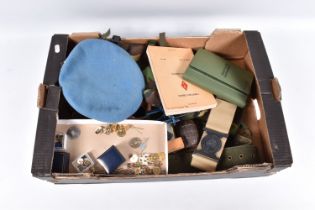 A MIXED BOX OF MILITARY RELATED ITEMS CONNECTED TO MAJOR SCH ASHWORTH, this includes a 1981