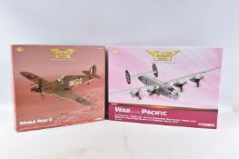 TWO BOXED LIMITED EDITION CORGI AVIATION ARCHIVE MODEL DIE CAST AIRCRAFTS, the first is a World