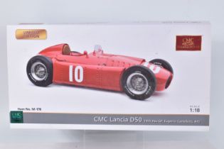 A BOXED LIMITED EDITION CMC LANCIA D50 1955 PAU GP EUGENION CASTELLOTTI #10 1:18 SCALE RACE CAR,