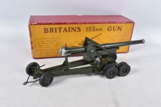 A BOXED BRITAINS 155MM GUN, No.2064, appears complete with six Shells, Shell Case, Loader, Barrel