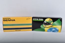 TWO BOXED MINICHAMPS PAULS MODEL ART AYRTON SENNA 1:18 SCALE MODELS, the first Lotus Renault 97T