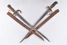 TWO 19TH CENTURY FRENCH M1866 CHASSEPOT SWORDS, they are dated 1868 and 1869, the coastguards and