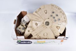 A COLLECTION OF UNBOXED VINTAGE STAR WARS FIGURES, MODEL MILLENNIUM FALCON AND AT-ST SCOUT WALKER,