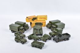 A QUANTITY OF BOXED AND UNBOXED PLAYWORN DINKY TOYS MILITARY VEHICLES, to include boxed Austin