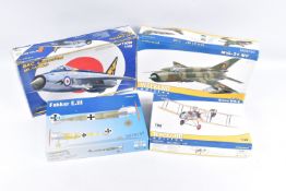 FOUR EDUARD UNBUILT BOXED MODEL AIRCRAFT KITS, to include a 1:72 scale Fokker E.III, kit no. 7444,