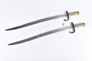 TWO FRENCH M1866 BAYONETS, neither have a scabbard and there are faint markings on the blades, the