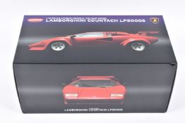 A BOXED KYOSHO LAMBORGHINI COUNTACH LP 5000S 1:18 SCALE MODEL VEHICLE, numbered 08322RR, in red,