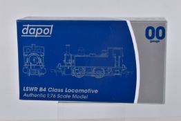 A BOXED DAPOL OO GAUGE LSWR B4 CLASS LOCOMOTIVE, 0-4-0T, Sussex Yellow, item no. 4S-018-010, appears