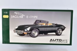 A BOXED AUTOART MILLENIUM JAGUAR E-TYPE ROADSTER SERIES III V12 1:18 SCALE MODEL, numbered 73522, in