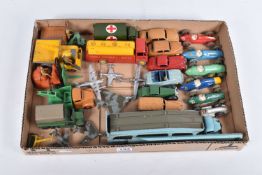 A QUANTITY OF UNBOXED AND ASSORTED PLAYWORN DINKY TOYS, to include collection of 1950's F1 racing