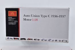 A BOXED CMC AUTO UNION TYPE C 1936-1937 1:18 SCALE MODEL, numbered M-034B model is encased inside