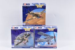 THREE BOXED LIMITED EDITION CORGI AVIATION ARCHIVE DIECAST MODEL AIRCRAFTS, the first is a Curtiss