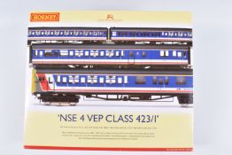 A BOXED HORNBY MODEL RAILWAY OO GAUGE CLASS 423 VEP FOUR-CAR TRAIN PACK, EMU in Network SouthEast