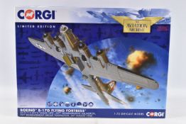 A BOXED LIMITED EDITION CORGI AVIATION ARCHIVE BOEING C-17G FLYING FORTRESS 1:72 SCALE MODEL DIECAST