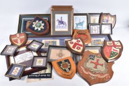 A COLLECTION OF MILITARY RELATED ITEMS TO INCLUDE KENSINGTON SILKS, BDV cigarette silks, framed