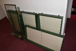FOUR WALL MOUNTED GLASS FRONTED DISPLAY CABINETS, all appear in good condition with only minor wear,