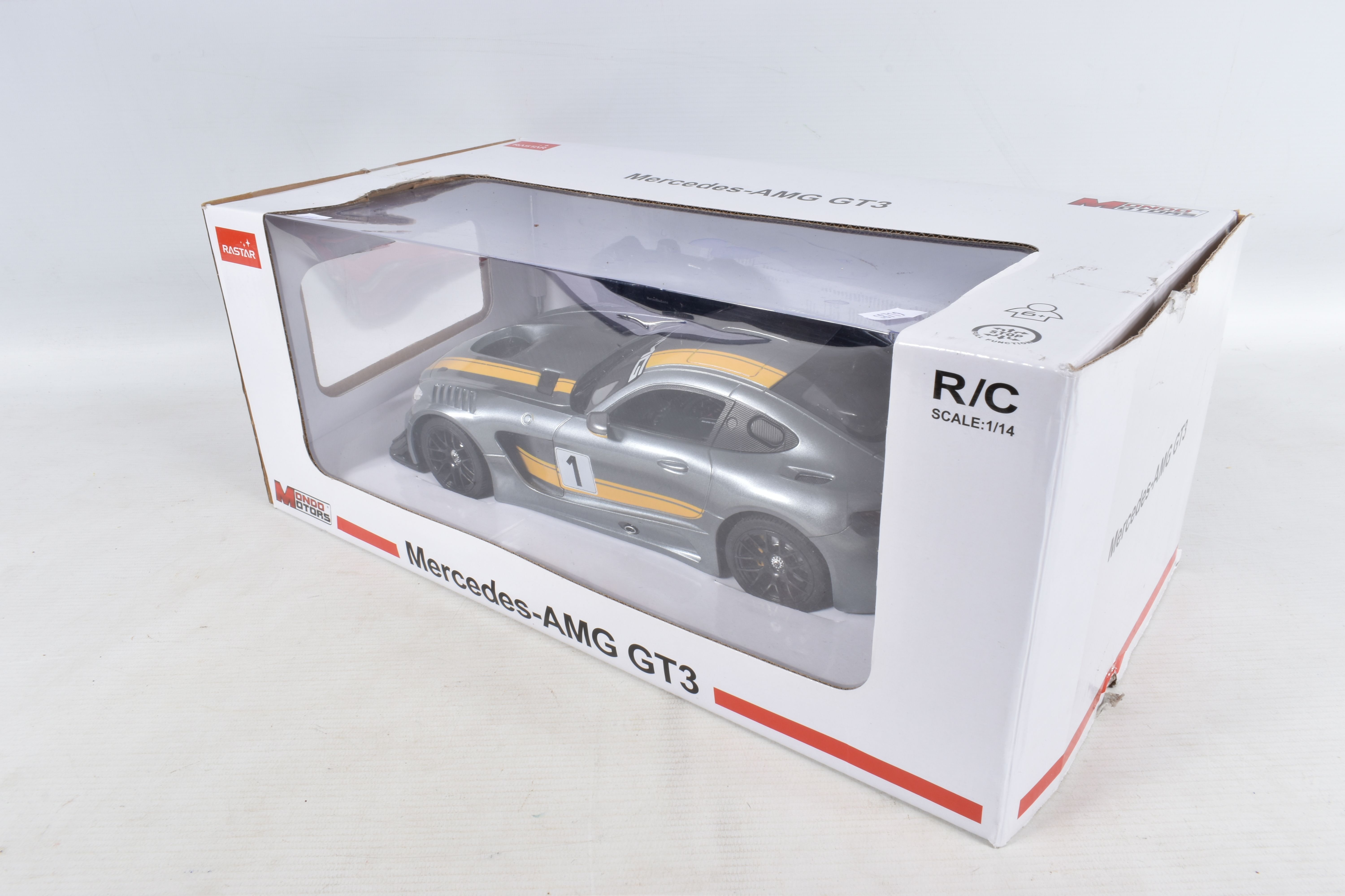 A BOXED RASTAR MONDO MOTORS RADIO CONTROL MERCEDES-AMG GT3 RACING CAR, 1/14 scale, not tested but - Image 5 of 16