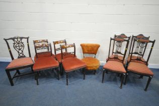 A VICTORIAN BUTTON BACK NURSING CHAIR, a set of four arts and crafts dining chairs, two Georgian