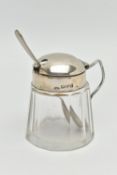 A GEORGE V SILVER TOPPED CONDIMENT POT, hallmarked for Chester 1921/22, stamped makers mark for