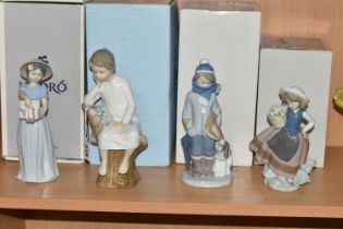 FOUR BOXED LLADRO FIGURES, comprising The Thinker no 4876, sculptor Jose Roig, issued 1974-1993,