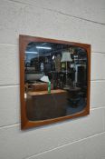 A DANISH MID-CENTURY TEAK WALL MIRROR, possibly by Aksel Kjersgaard, 54cm squared (condition report: