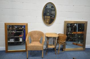 A SELECTION OF OCCASIONAL FURNITURE, to include a gilt framed rectangular wall mirror, 94cm x 120cm,