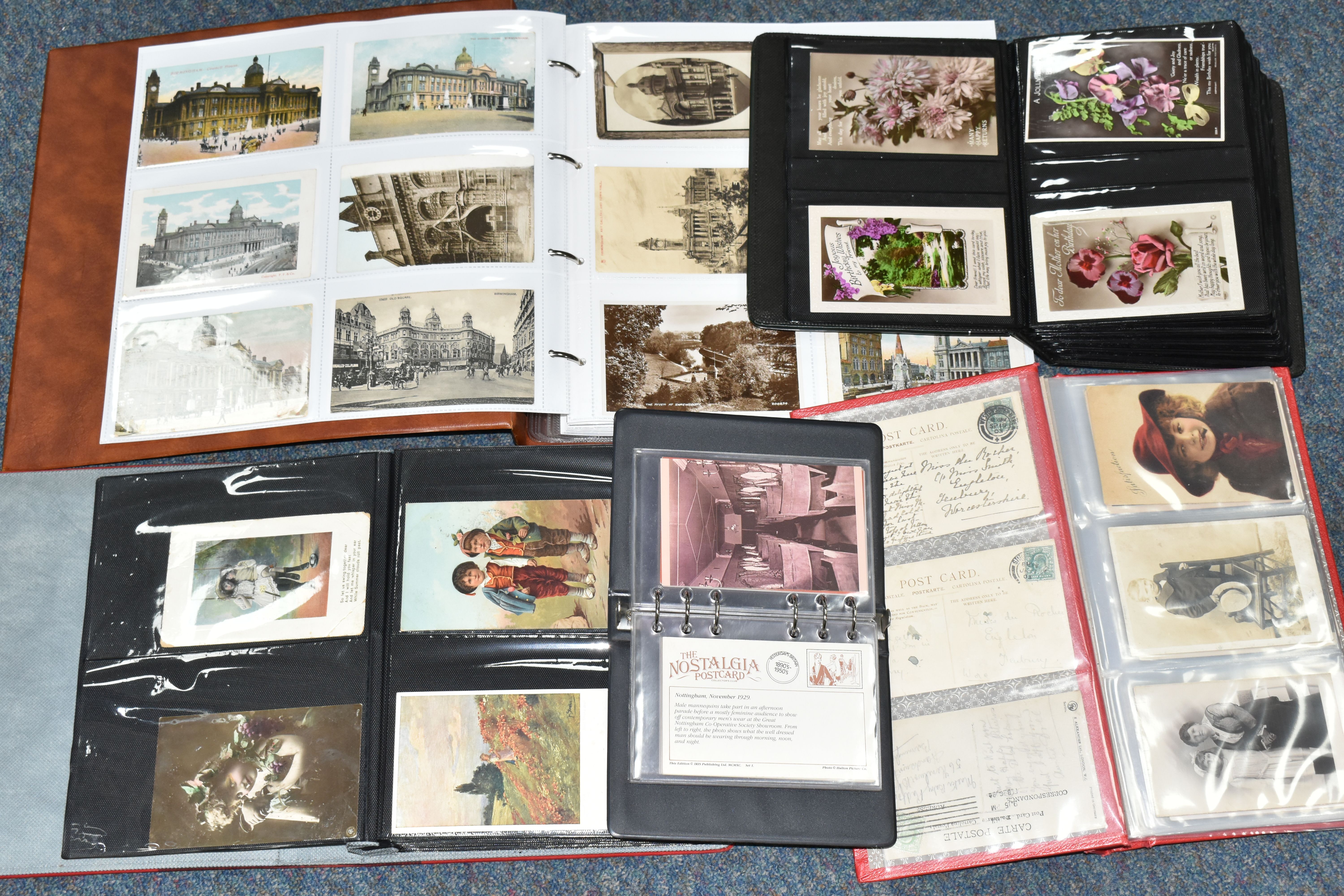 POSTCARDS, Five Albums containing a collection of approximately 685 eclectic early-late 20th century