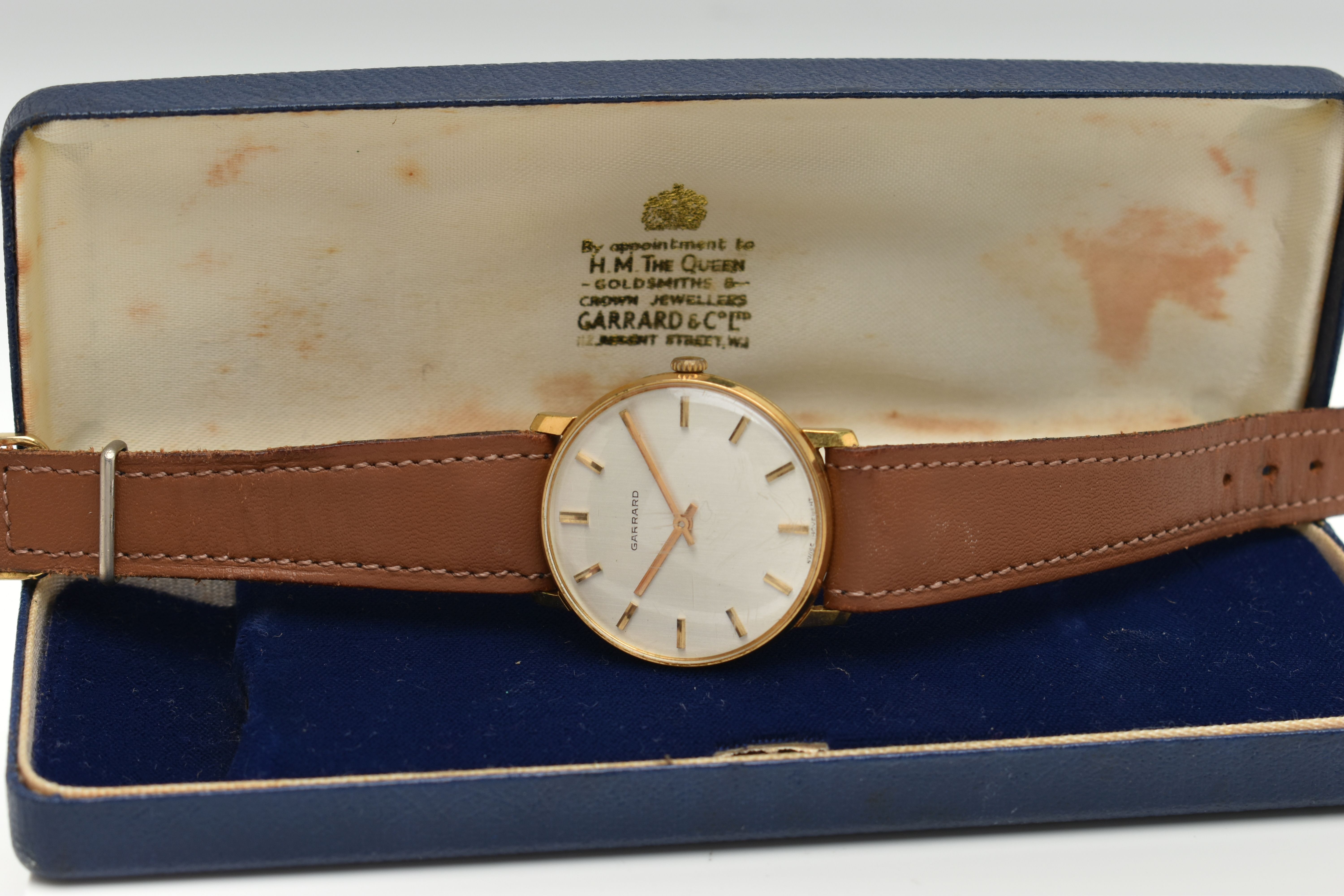 A 'GARRARD' WRISTWATCH, hand wound movement, round dial signed 'Garrard', baton markers, gold plated - Image 4 of 6