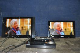 A SAMSUNG LE19B450CW4 19IN TV with remote, no stand, a Samsung smart PVR, no remote and a Samsung