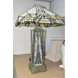 A MODERN TIFFANY STYLE LAMP, produced for Kind Light Manufactory in 2005, twin bulbs to the top with