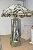 A MODERN TIFFANY STYLE LAMP, produced for Kind Light Manufactory in 2005, twin bulbs to the top with