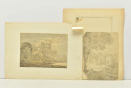 CIRCLE OF JOHN VARLEY ( 1778-1842) TWO UNSIGNED SKETCHES, the first depicts Berry Pomeroy castle