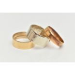 THREE GOLD BAND RINGS, the first a plain 22ct gold band ring, with 22ct hallmark for Birmingham,