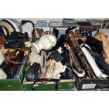 EIGHT BOXES OF LADIES BAGS, HATS AND SHOES ETC, bag brands include Tula, Lotus, Tu, Estee Lauder,