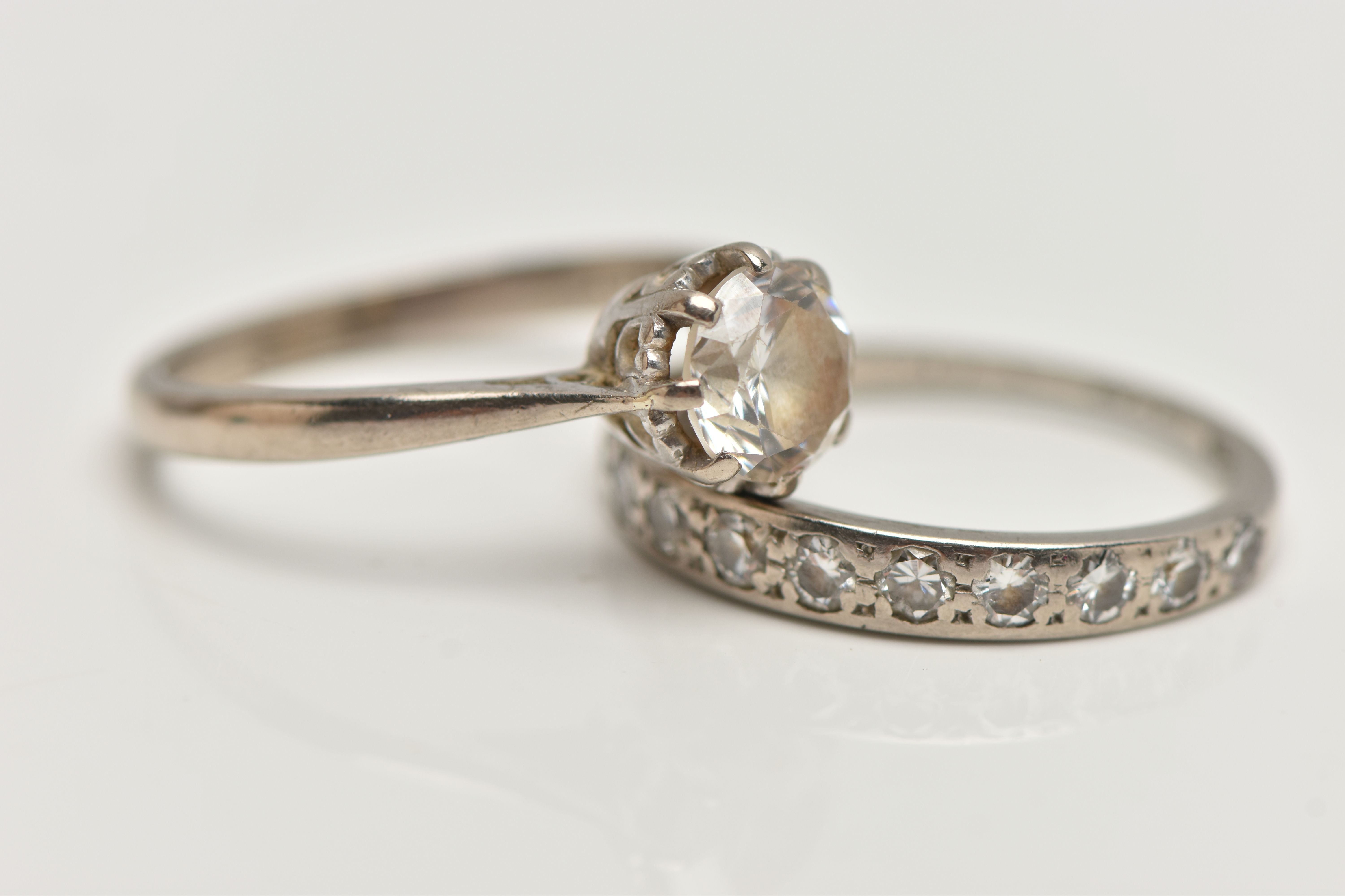 A DIAMOND HALF ETERNITY RING AND AN 18CT GOLD PASTE RING, the first designed as a line of eleven - Image 2 of 4
