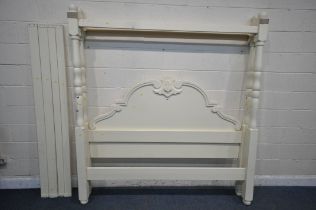 A 20TH CENTURY CREAM PAINTED 6FT FULL TESTER BED (condition report: stains, marks, other