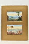TWO 19TH CENTURY FOREIGN SCENES, each depicting a landscape view from a hill overlooking water
