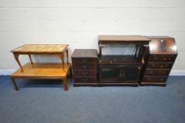 A MAHOGANY BUREAU, with a fall front door, enclosing a fitted interior, above four drawers, width