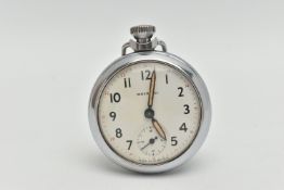 AN INGERSOLL MANUAL WIND POCKET WATCH, the plated metal case housing a mechanical movement, the dial