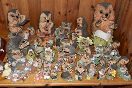 A COLLECTION OF 'HEDGIES' HEDGEHOG RESIN FIGURES, in varying sizes, the largest 'Edward', height