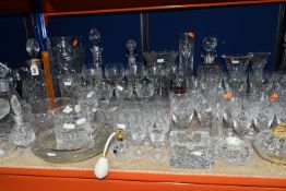 A COLLECTION OF CUT CRYSTAL AND OTHER GLASS WARES, to include a large Royal Brierley vase with