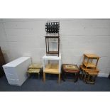 A SELECTION OF OCCASIONAL FURNITURE, to include a pair of modern three drawer bedside chests,