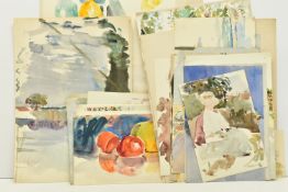 APPROXIMATELY THIRTY-FIVE WATERCOLOUR SKETCHES, in various states of completeness, to include