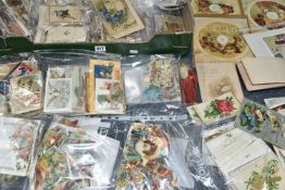 A LARGE COLLECTION OF VICTORIAN/EDWARDIAN EPHEMERA comprising of approximately 850 greetings card,