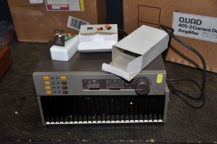 A QUAD 405-2 CURRENT DUMPING HI FI AMPLIFIER with original box and packaging and a Quad 34 Pre Amp