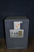A HOME ELECTRONIC STEEL SAFE with two keys (code printed inside) width 35cm depth 31cm height 50cm