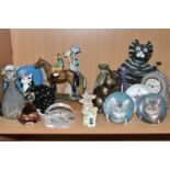 A GROUP OF CERAMICS, GLASS AND OTHER ORNAMENTS, to include a lilac Wedgwood Jasperware mantel